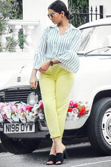 White Stripe Bell Sleeved Shirt - Aairah-Tops