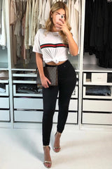 White Stripe Front T Shirt Dress - Kamden-Dresses