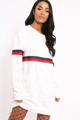 White Stripe Jumper Dress - Finley-Dresses