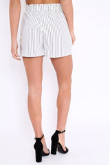 White Stripe Paper Bag Shorts - Remii-Shorts