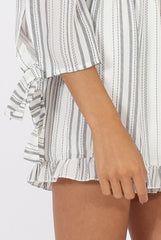 White Stripe Pattern Bardot Playsuit - Katherine-Playsuits