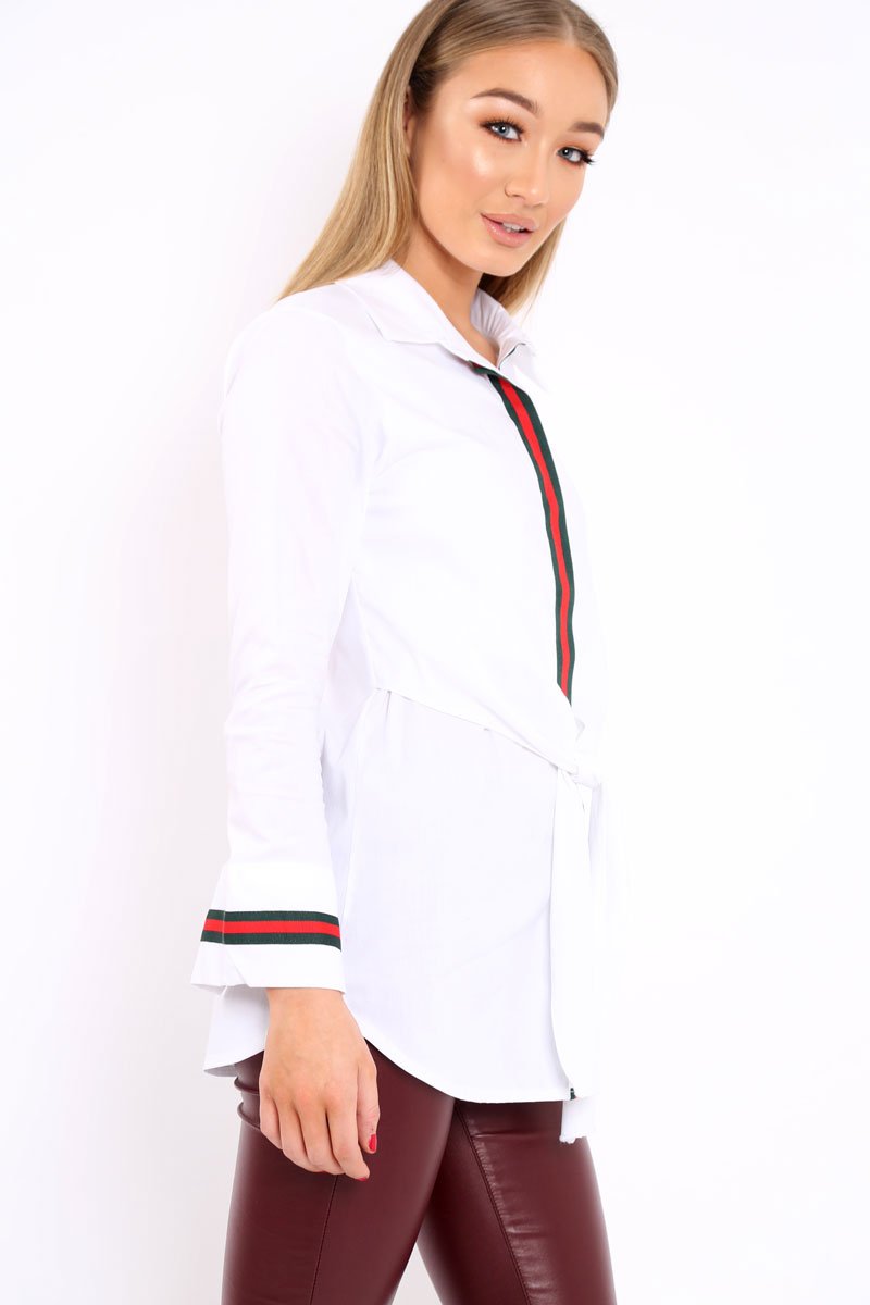 White Stripe Shirt Dress - Idella-Dresses