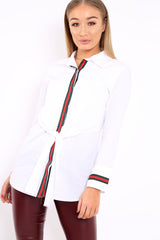 White Stripe Shirt Dress - Idella-Dresses