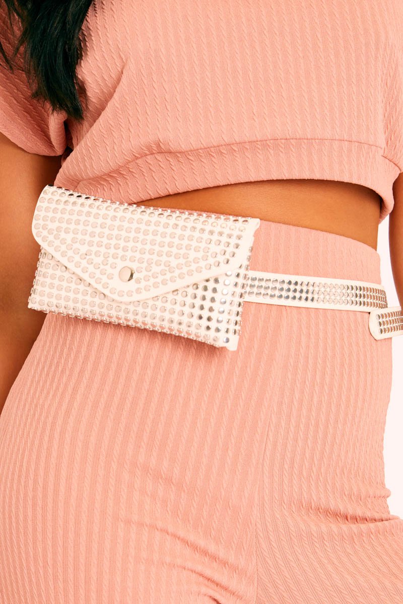 White Stud Embellished Bum Bag - Roni-Bags
