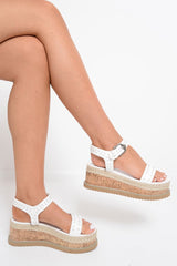 White Stud PU Wedges - Neive-Shoes