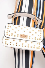 White Studded Gold Detail Cross Body Bag - Maida-Bags