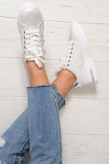 White Studded Lace Up Trainers - Ada-Trainers