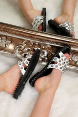 White Studded Open Toe Sandals - Samani-Sandals