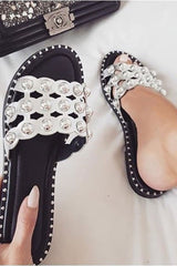White Studded Open Toe Sandals - Samani-Sandals