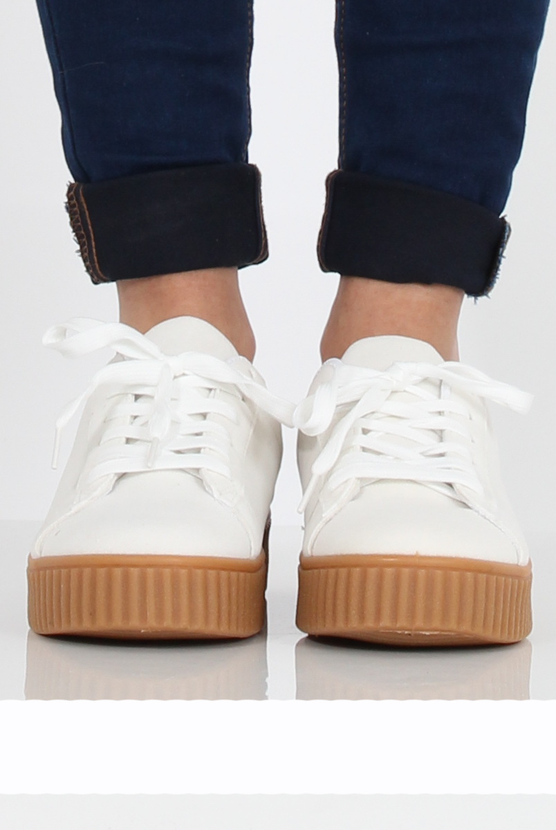 White Suede Gum Sole Creepers - Sandy-Shoes