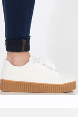 White Suede Gum Sole Creepers - Sandy-Shoes
