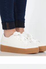 White Suede Gum Sole Creepers - Sandy-Shoes