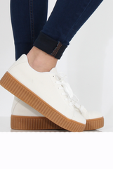White Suede Gum Sole Creepers - Sandy-Shoes