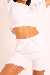 White Sweat Top Shorts Loungewear Co-ord - Indee-Loungewear