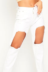 White Thigh Rip Mom Jeans - Ellisen-Jeans