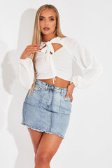 White Tie Bow Crop Top - Izzie-Tops