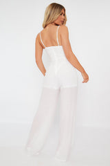 White Tie Detail Wide Leg Jumpsuit - Josilyn-Jumpsuits
