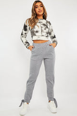 White Tie Dye Contrast Stitch Crop Top - Bowen-Tops