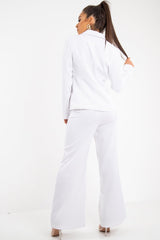 White Tie Front Blazer Wide Leg Trouser Co-Ord - Saphira-Co-ords