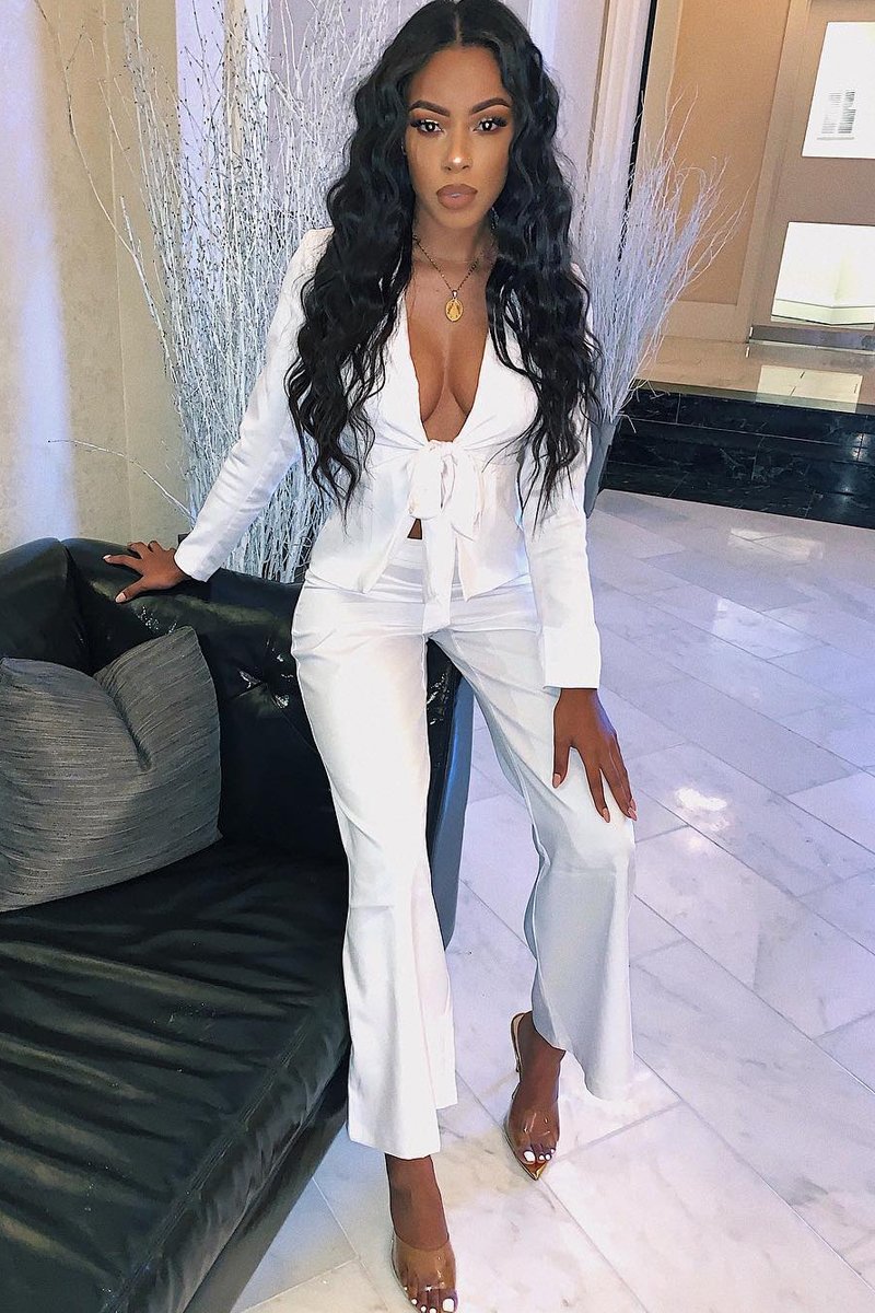 White Tie Front Blazer Wide Leg Trouser Co-Ord - Saphira-Co-ords