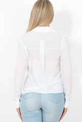 White Tie Front Blouse - Becky-Blouses