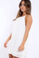 White Tie Neck Shift Dress - Estella-Dresses