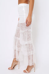 White Tiered Frill Lace Pants - Frida-Trousers