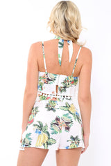 White Tropical Crop Top - Emma-Crop Tops