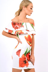 White Tulip Bardot Bodycon Dress - Kelis-Dresses