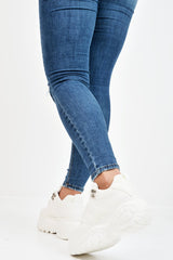 White Two Tone Extreme Sole Chunky Trainers - Miara-Trainers