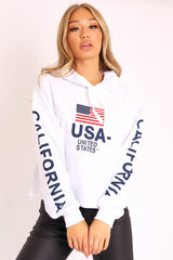White U.S.A Graphic Printed Hoodie - Jamyla-Hoodies