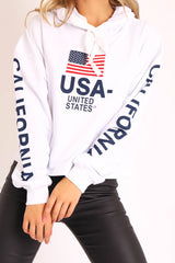 White U.S.A Graphic Printed Hoodie - Jamyla-Hoodies
