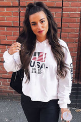 White U.S.A Graphic Printed Hoodie - Jamyla-Hoodies