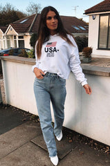 White U.S.A Graphic Printed Hoodie - Jamyla-Hoodies