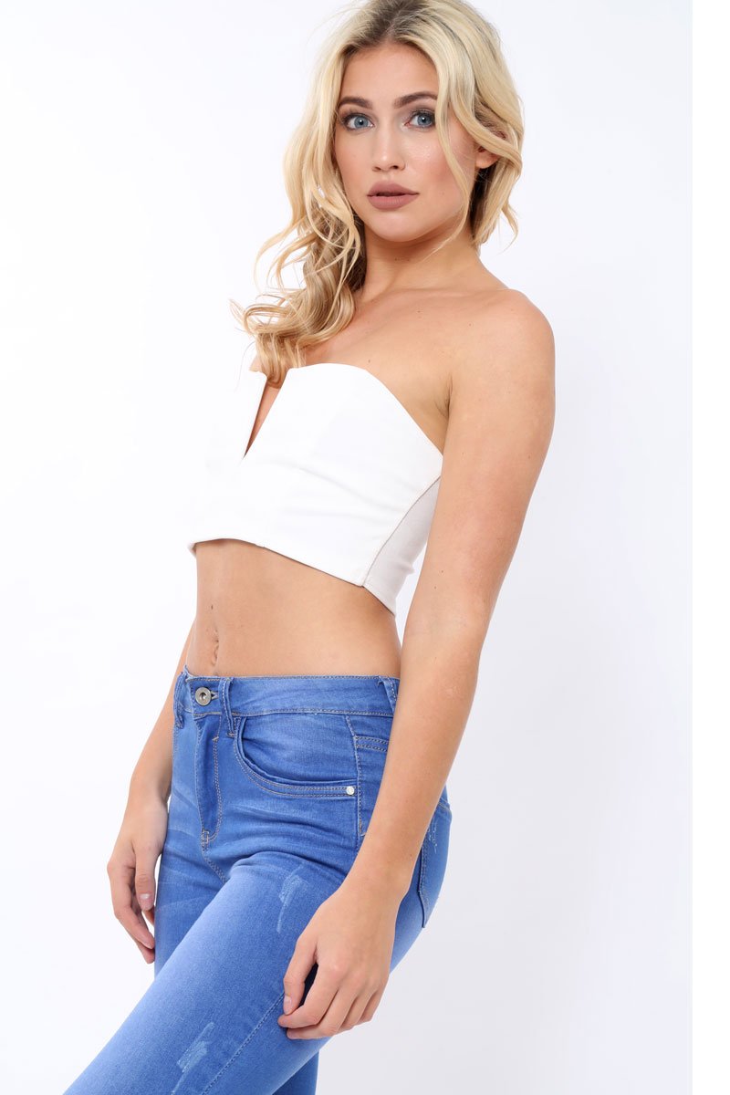 White V Front Boob Tube - Amalina-Crop Tops