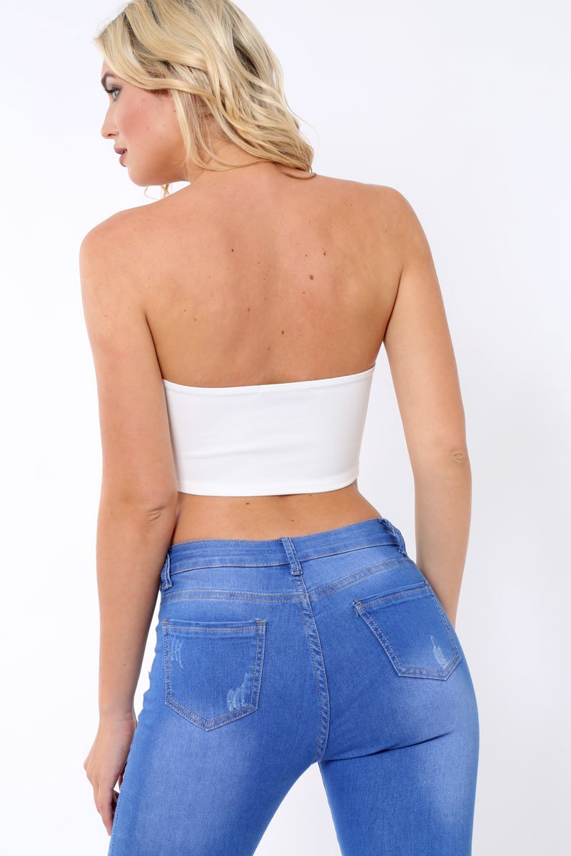 White V Front Boob Tube - Amalina-Crop Tops