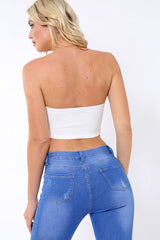 White V Front Boob Tube - Amalina-Crop Tops