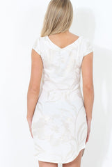 White V Front Floral Print Dress - Shaunna-Dresses