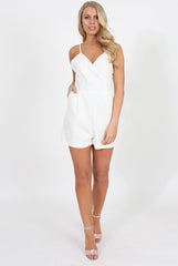 White V Front Playsuit - Tazmin-Playsuits