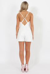 White V Front Playsuit - Tazmin-Playsuits