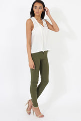 White V Front Tie Neck Top - Kennedy-Tops