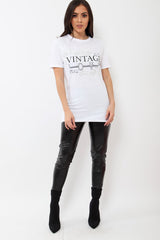 White Vintage Love Slogan T-shirt - Mariana-Tops