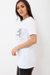 White Vintage Love Slogan T-shirt - Mariana-Tops