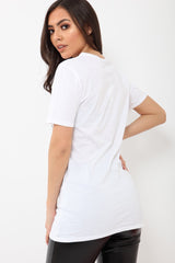 White Vintage Love Slogan T-shirt - Mariana-Tops