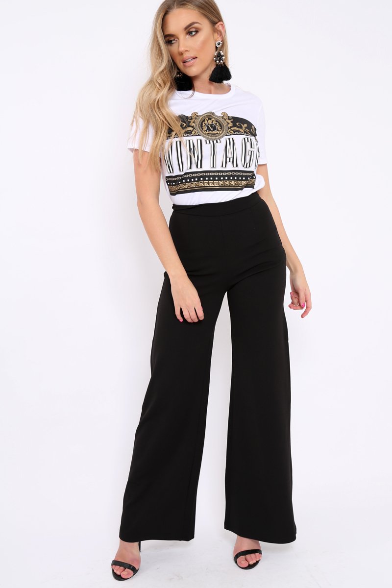 White Vintage Slogan T-shirt - Aaya-Tops