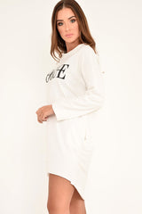 White Vogue Slogan Oversized Jumper - Bray-Jumper