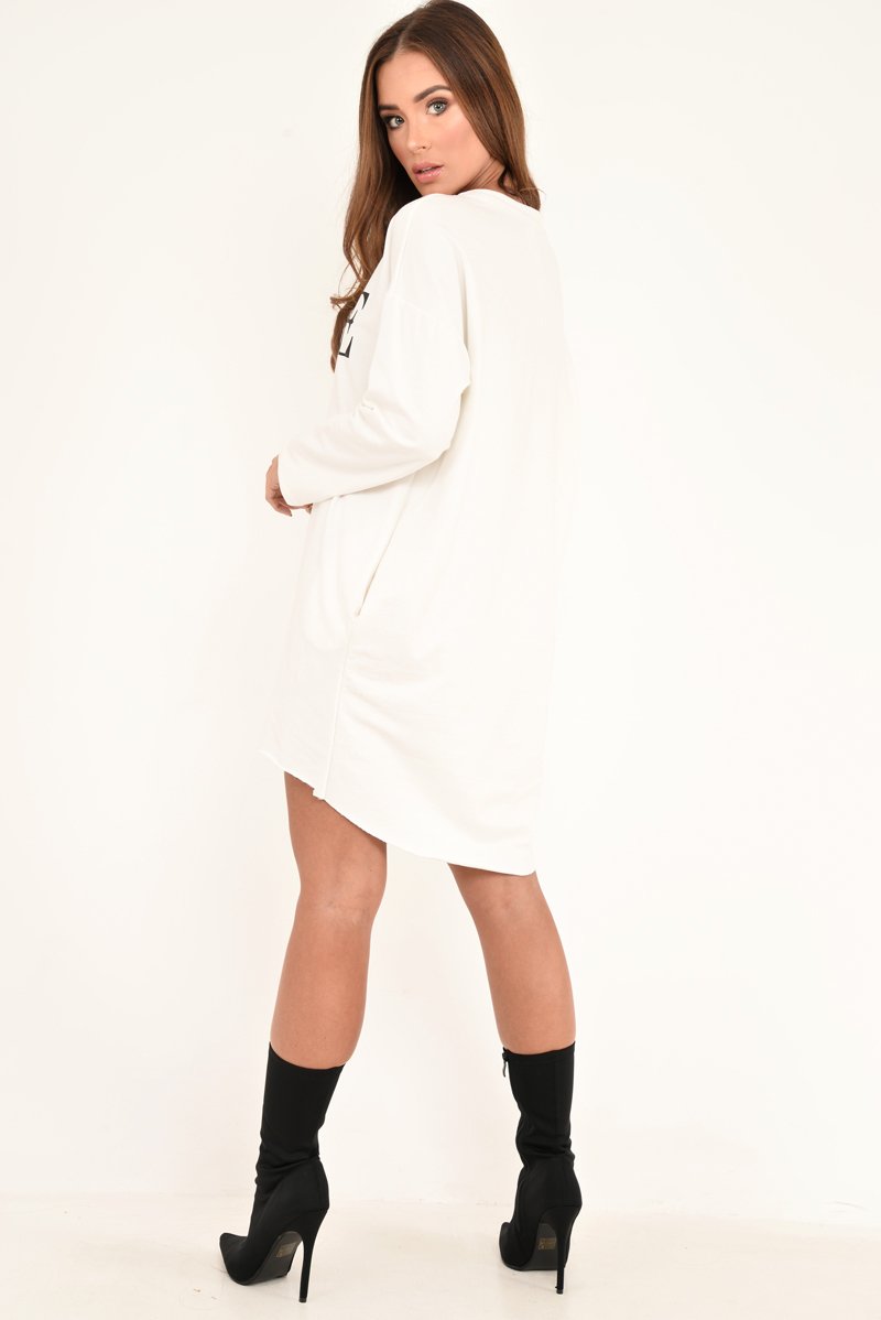 White Vogue Slogan Oversized Jumper - Bray-Jumper