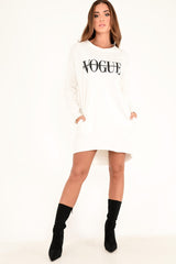 White Vogue Slogan Oversized Jumper - Bray-Jumper