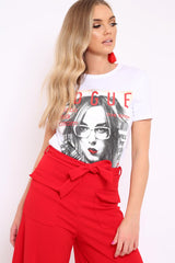 White Vogue Slogan T-shirt - Alana-Tops