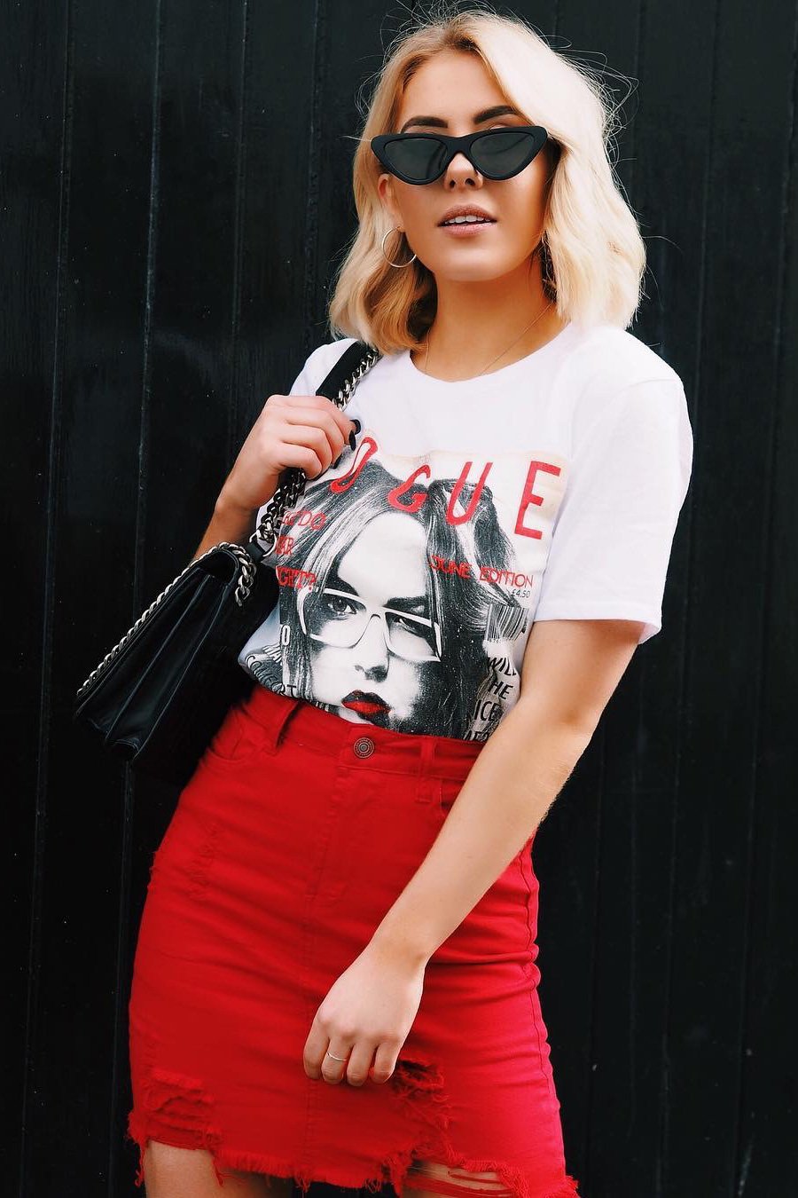 White Vogue Slogan T-shirt - Alana-Tops